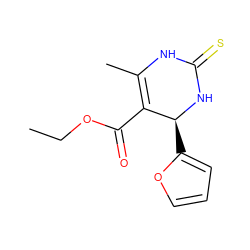 CCOC(=O)C1=C(C)NC(=S)N[C@H]1c1ccco1 ZINC000000078260