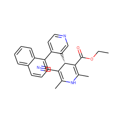 CCOC(=O)C1=C(C)NC(C)=C(C#N)[C@@H]1c1cnccc1-c1cccc2ccccc12 ZINC000139548282