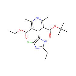 CCOC(=O)C1=C(C)NC(C)=C(C(=O)OC(C)(C)C)[C@@H]1c1[nH]c(CC)nc1Cl ZINC000038268491