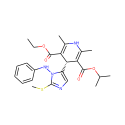 CCOC(=O)C1=C(C)NC(C)=C(C(=O)OC(C)C)[C@@H]1c1cnc(SC)n1Nc1ccccc1 ZINC000103220129