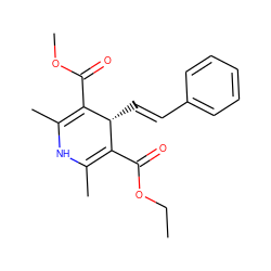 CCOC(=O)C1=C(C)NC(C)=C(C(=O)OC)[C@@H]1/C=C/c1ccccc1 ZINC000026748678