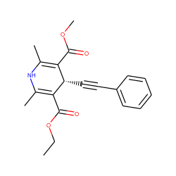 CCOC(=O)C1=C(C)NC(C)=C(C(=O)OC)[C@@H]1C#Cc1ccccc1 ZINC000026578158