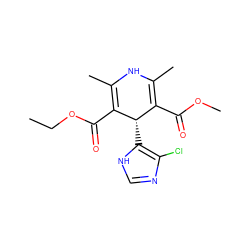 CCOC(=O)C1=C(C)NC(C)=C(C(=O)OC)[C@@H]1c1[nH]cnc1Cl ZINC000103220627