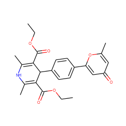 CCOC(=O)C1=C(C)NC(C)=C(C(=O)OCC)C1c1ccc(-c2cc(=O)cc(C)o2)cc1 ZINC000103213062