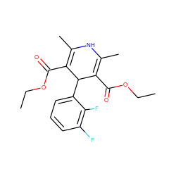 CCOC(=O)C1=C(C)NC(C)=C(C(=O)OCC)C1c1cccc(F)c1F ZINC000049792898