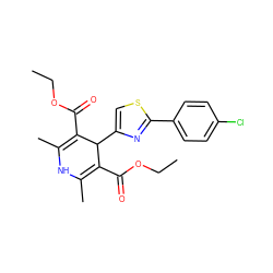 CCOC(=O)C1=C(C)NC(C)=C(C(=O)OCC)C1c1csc(-c2ccc(Cl)cc2)n1 ZINC000103282758