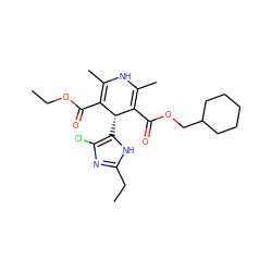 CCOC(=O)C1=C(C)NC(C)=C(C(=O)OCC2CCCCC2)[C@@H]1c1[nH]c(CC)nc1Cl ZINC000103287054