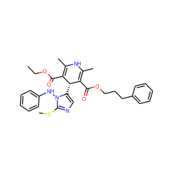 CCOC(=O)C1=C(C)NC(C)=C(C(=O)OCCCc2ccccc2)[C@@H]1c1cnc(SC)n1Nc1ccccc1 ZINC000103218876