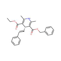 CCOC(=O)C1=C(C)NC(C)=C(C(=O)OCc2ccccc2)[C@@H]1/C=C/c1ccccc1 ZINC000027524241