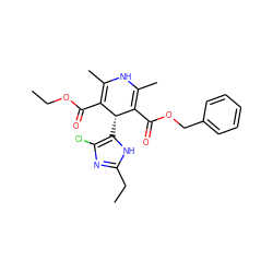 CCOC(=O)C1=C(C)NC(C)=C(C(=O)OCc2ccccc2)[C@@H]1c1[nH]c(CC)nc1Cl ZINC000035971140