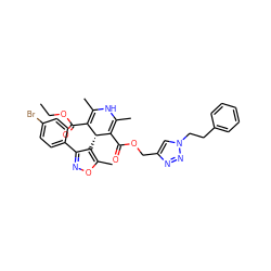 CCOC(=O)C1=C(C)NC(C)=C(C(=O)OCc2cn(CCc3ccccc3)nn2)[C@@H]1c1c(-c2ccc(Br)cc2)noc1C ZINC001772578376