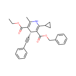 CCOC(=O)C1=C(C)NC(C2CC2)=C(C(=O)OCc2ccccc2)[C@@H]1C#Cc1ccccc1 ZINC000026941563