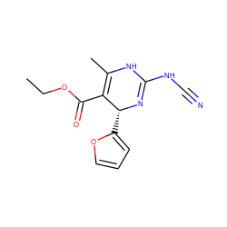 CCOC(=O)C1=C(C)NC(NC#N)=N[C@@H]1c1ccco1 ZINC000141358326