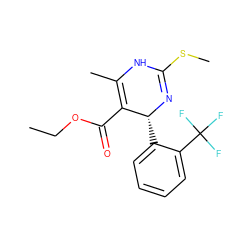 CCOC(=O)C1=C(C)NC(SC)=N[C@@H]1c1ccccc1C(F)(F)F ZINC000299856063