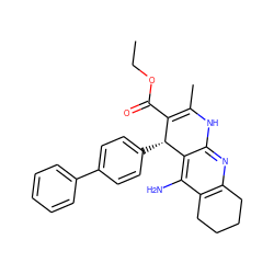 CCOC(=O)C1=C(C)Nc2nc3c(c(N)c2[C@@H]1c1ccc(-c2ccccc2)cc1)CCCC3 ZINC000040422630