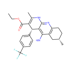 CCOC(=O)C1=C(C)Nc2nc3c(c(N)c2[C@@H]1c1ccc(C(F)(F)F)cc1)C[C@@H](C)CC3 ZINC000206122296