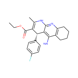 CCOC(=O)C1=C(C)Nc2nc3c(c(N)c2[C@@H]1c1ccc(F)cc1)CCCC3 ZINC000035079600