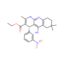 CCOC(=O)C1=C(C)Nc2nc3c(c(N)c2[C@@H]1c1cccc([N+](=O)[O-])c1)CC(C)(C)CC3 ZINC000206149701