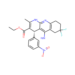 CCOC(=O)C1=C(C)Nc2nc3c(c(N)c2[C@@H]1c1cccc([N+](=O)[O-])c1)CC(F)(F)CC3 ZINC000206137869