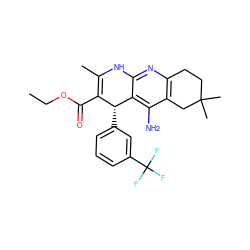 CCOC(=O)C1=C(C)Nc2nc3c(c(N)c2[C@@H]1c1cccc(C(F)(F)F)c1)CC(C)(C)CC3 ZINC000206122543