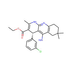 CCOC(=O)C1=C(C)Nc2nc3c(c(N)c2[C@@H]1c1cccc(Cl)c1)CC(C)(C)CC3 ZINC000206127925