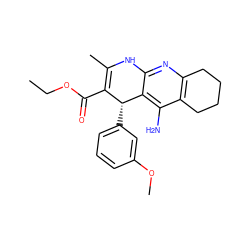 CCOC(=O)C1=C(C)Nc2nc3c(c(N)c2[C@@H]1c1cccc(OC)c1)CCCC3 ZINC000035079611