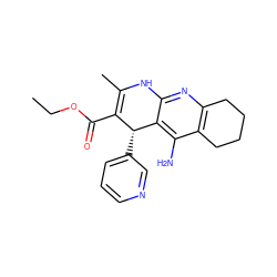 CCOC(=O)C1=C(C)Nc2nc3c(c(N)c2[C@@H]1c1cccnc1)CCCC3 ZINC000045506745