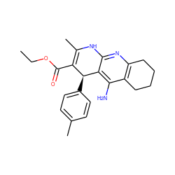 CCOC(=O)C1=C(C)Nc2nc3c(c(N)c2[C@H]1c1ccc(C)cc1)CCCC3 ZINC000035079609