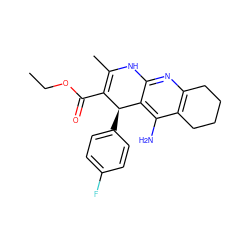 CCOC(=O)C1=C(C)Nc2nc3c(c(N)c2[C@H]1c1ccc(F)cc1)CCCC3 ZINC000035079602