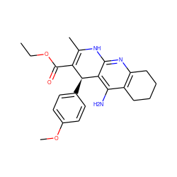 CCOC(=O)C1=C(C)Nc2nc3c(c(N)c2[C@H]1c1ccc(OC)cc1)CCCC3 ZINC000035079586