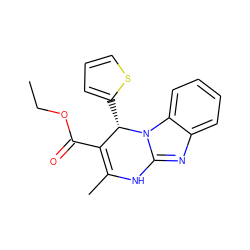 CCOC(=O)C1=C(C)Nc2nc3ccccc3n2[C@H]1c1cccs1 ZINC000008690269