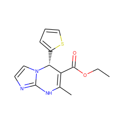 CCOC(=O)C1=C(C)Nc2nccn2[C@@H]1c1cccs1 ZINC000653745105