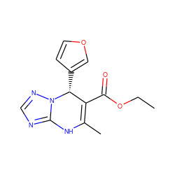 CCOC(=O)C1=C(C)Nc2ncnn2[C@@H]1c1ccoc1 ZINC000020606717