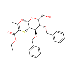 CCOC(=O)C1=C(C)O[C@@H]2O[C@H](CO)[C@H](OCc3ccccc3)[C@@H](OCc3ccccc3)[C@@H]2S1 ZINC000253664604