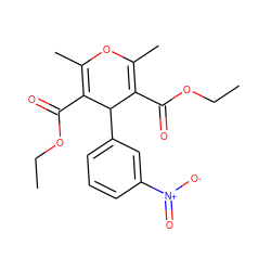 CCOC(=O)C1=C(C)OC(C)=C(C(=O)OCC)C1c1cccc([N+](=O)[O-])c1 ZINC000038795108