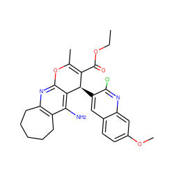 CCOC(=O)C1=C(C)Oc2nc3c(c(N)c2[C@@H]1c1cc2ccc(OC)cc2nc1Cl)CCCCC3 ZINC000169414433