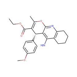 CCOC(=O)C1=C(C)Oc2nc3c(c(N)c2[C@@H]1c1ccc(OC)cc1)CCCC3 ZINC000013837580