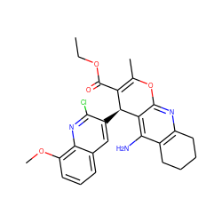 CCOC(=O)C1=C(C)Oc2nc3c(c(N)c2[C@H]1c1cc2cccc(OC)c2nc1Cl)CCCC3 ZINC000653882107