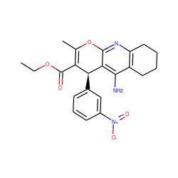 CCOC(=O)C1=C(C)Oc2nc3c(c(N)c2[C@H]1c1cccc([N+](=O)[O-])c1)CCCC3 ZINC000013837585