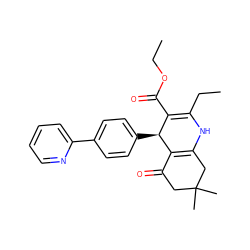 CCOC(=O)C1=C(CC)NC2=C(C(=O)CC(C)(C)C2)[C@H]1c1ccc(-c2ccccn2)cc1 ZINC000095577525