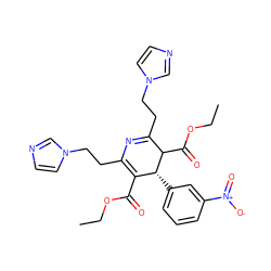 CCOC(=O)C1=C(CCn2ccnc2)N=C(CCn2ccnc2)C(C(=O)OCC)[C@@H]1c1cccc([N+](=O)[O-])c1 ZINC000027729776