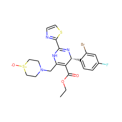 CCOC(=O)C1=C(CN2CC[S+]([O-])CC2)NC(c2nccs2)=N[C@@H]1c1ccc(F)cc1Br ZINC001772605542