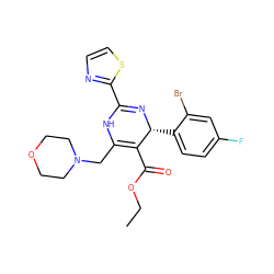 CCOC(=O)C1=C(CN2CCOCC2)NC(c2nccs2)=N[C@@H]1c1ccc(F)cc1Br ZINC000144233532