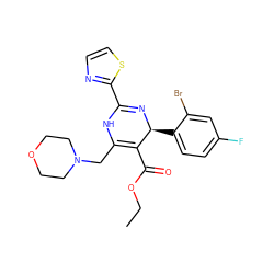 CCOC(=O)C1=C(CN2CCOCC2)NC(c2nccs2)=N[C@H]1c1ccc(F)cc1Br ZINC000144233741