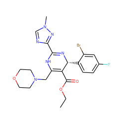 CCOC(=O)C1=C(CN2CCOCC2)NC(c2ncn(C)n2)=N[C@@H]1c1ccc(F)cc1Br ZINC000212365564