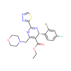 CCOC(=O)C1=C(CN2CCOCC2)NC(c2nncs2)=N[C@@H]1c1ccc(F)cc1Br ZINC000209312865