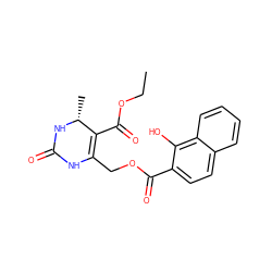 CCOC(=O)C1=C(COC(=O)c2ccc3ccccc3c2O)NC(=O)N[C@@H]1C ZINC000005039401