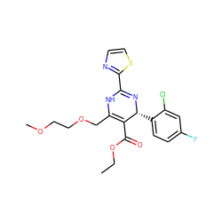 CCOC(=O)C1=C(COCCOC)NC(c2nccs2)=N[C@@H]1c1ccc(F)cc1Cl ZINC000038380347