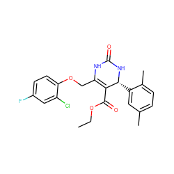 CCOC(=O)C1=C(COc2ccc(F)cc2Cl)NC(=O)N[C@@H]1c1cc(C)ccc1C ZINC000008829931