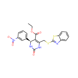 CCOC(=O)C1=C(CSc2nc3ccccc3s2)NC(=O)N[C@H]1c1cccc([N+](=O)[O-])c1 ZINC000008666798